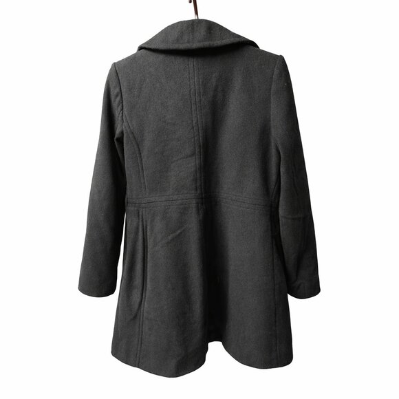 AK Anne Klein Black Wool Blend Coat Women's Medium Classic Pea Jacket - Picture 2 of 7